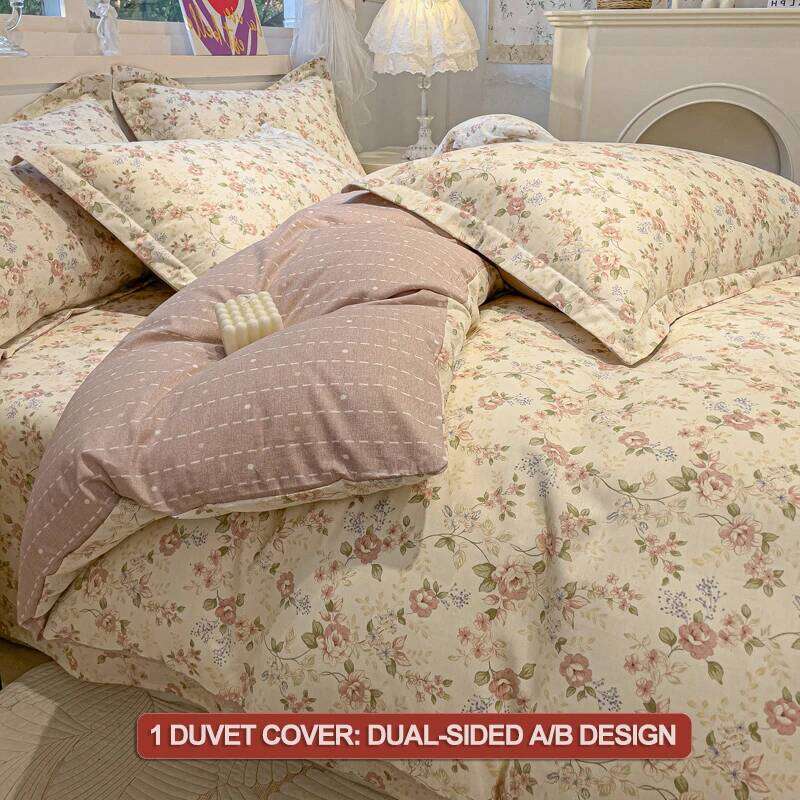 100% Cotton Floral Style Bedding 3 Piece, Set 1 Duvet Cover 2 Pillowcase,Single/Double/200x200/220x240 H260311
