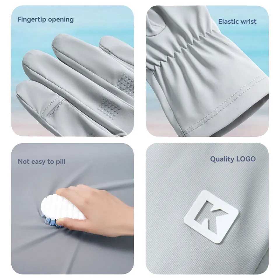 NOFOXO Summer Sun Protection Ice Silk Gloves Touchscreen Anti-Slip Thin Breathable Cool Feeling Gloves Women Sports Gloves M260311