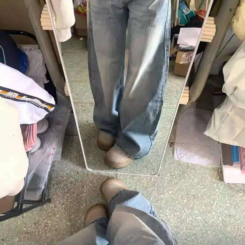 American Cleanfit Bamboo Pattern Jeans Scimitar Loose Straight Retro Wide Leg Pants Z260225