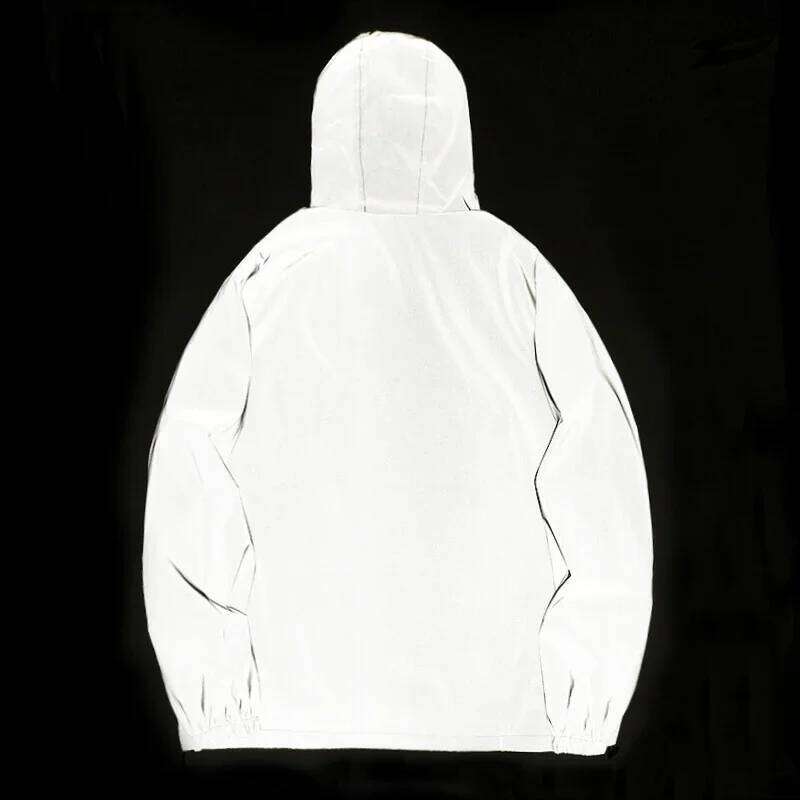 NEW SIZE Night Reflective Jackets Double Fabric Windbreaker Hooded Jacket Men Hip Hop Dancer Waterproof Zipper Coats Outwear 26H0310