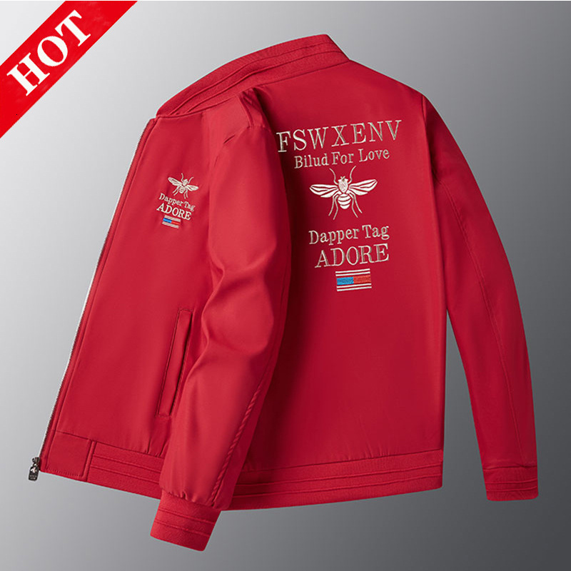 2026 Trendy Brand High End White Little Bee Embroidered Jacket Men's Casual Trendy Handsome Baseball Jacket Designer Light Luxury Jacket