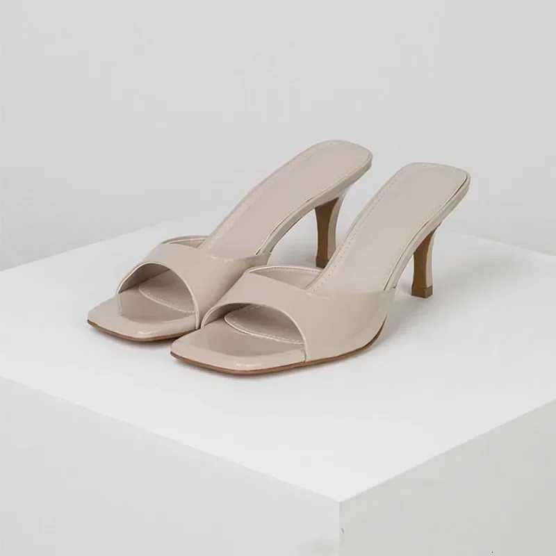 Summer Women High Heels Fashion Square Toe Design Slipper Sexy Stiletto High Heels for Women Open-toe High Heels Slides K260311