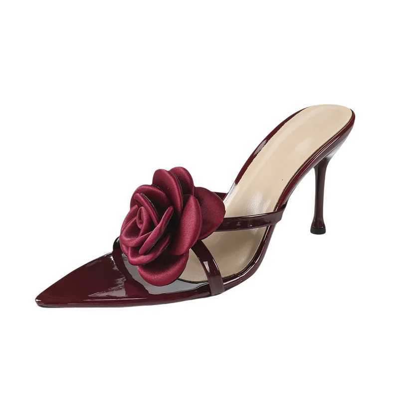 New Summer Designer Fashion Flower Women Sandals Sexy Thin High Heels Wedding Party Prom Banquet Stripper Ladies Shoes K260311