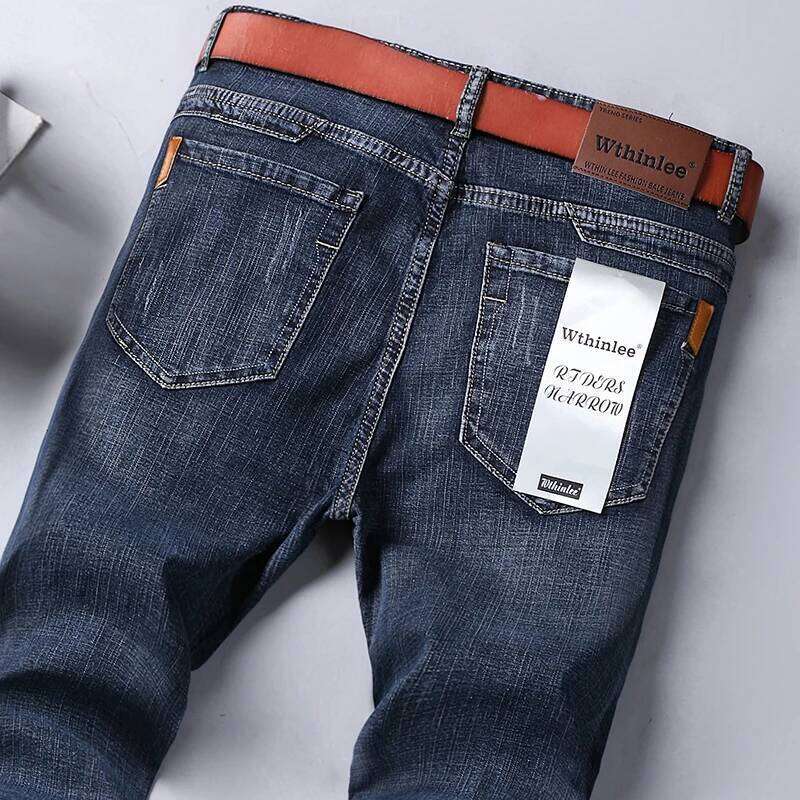 Classic Business casual Jeans 2023 new Fashion Blue Slim Stretch Denim Trousers Male high pants men Clothing Z260225