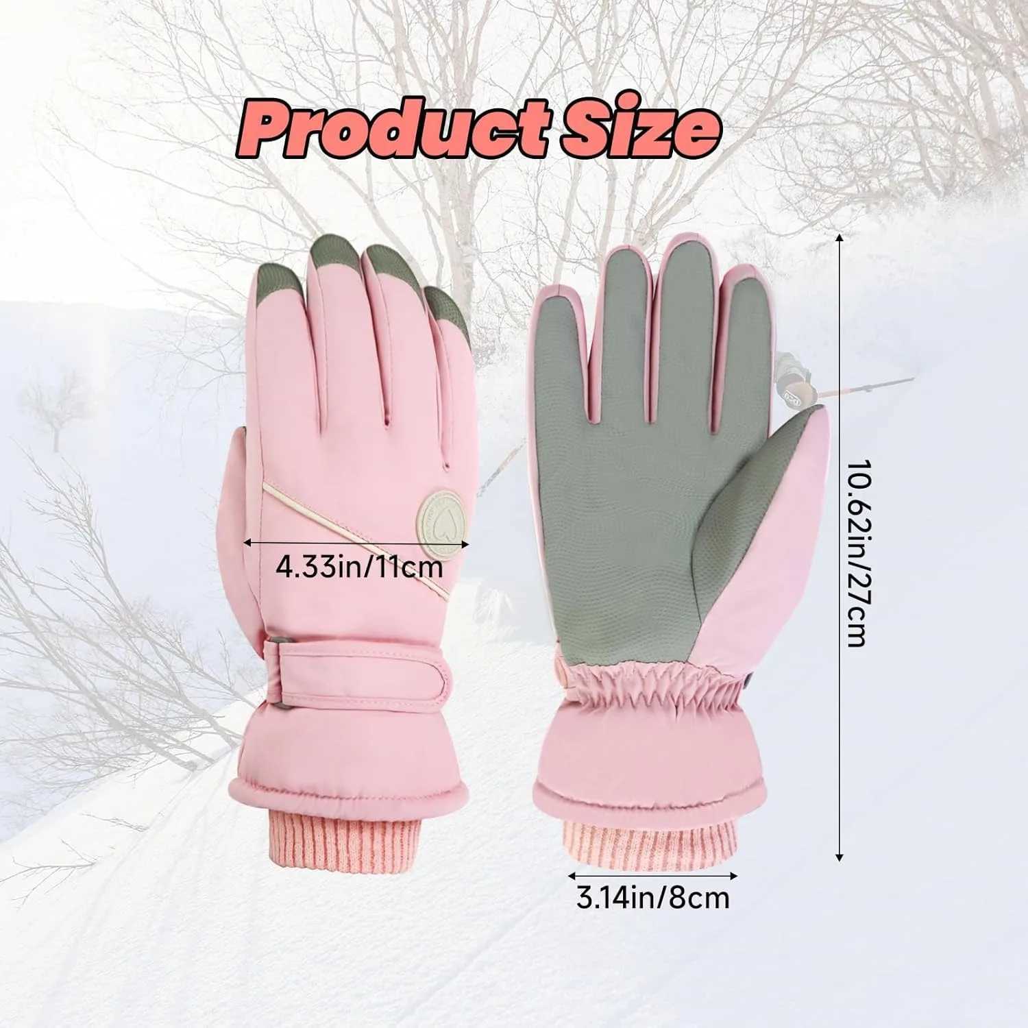 ZHUOHUA Women Ski GlovesWindproof Thermal Touchscreen Gloves Waterproof Winter Warm Snow Glove for Skiing Cycling Outdoor Sport M260311