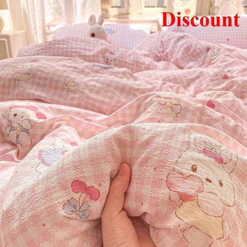 Wrinkled double-layer yarn four-piece set, mattress model, cream wind class A cloud feeling super soft kapok kit H260311
