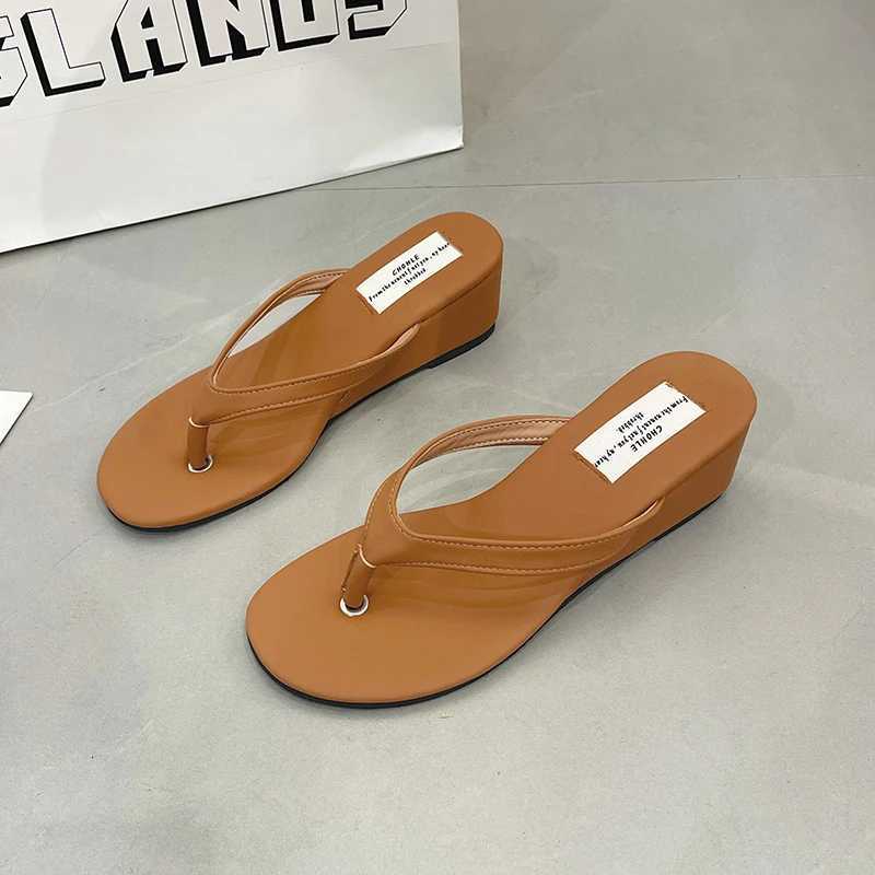 Women Wedges Slippers Heeled Sandals Casual Flip Flops Flats Shoes Woman 2025 Trend Summer Pumps Shallow Clip Toe Slides Mujer K260311