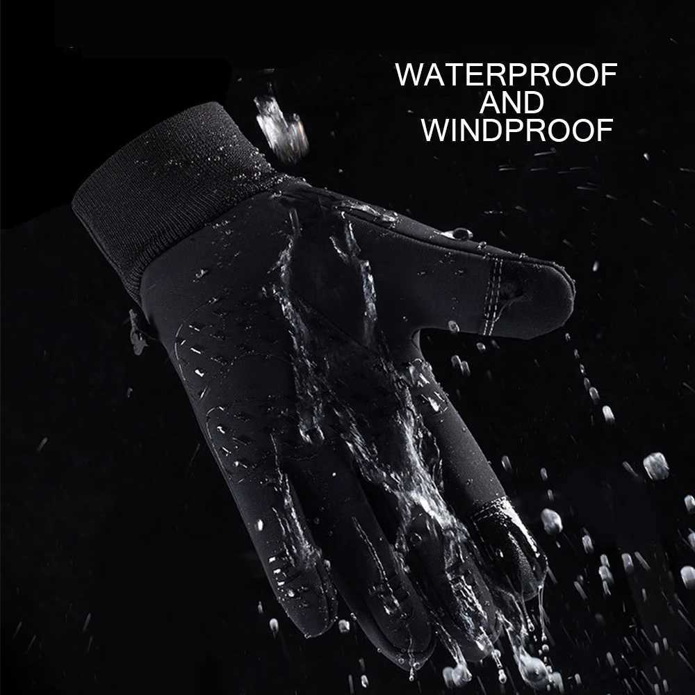 Winter Men Women Skiing Gloves Waterproof Warm Windproof Non-Slip Touchscreen Snowboard Snowmobile Cycling Gloves Reflective M260311
