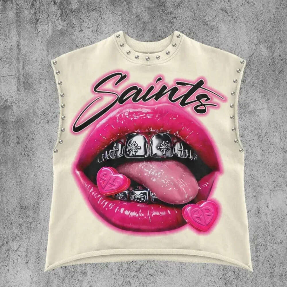 Men's T-Shirts Men's Tees Polos Punk Millennium Vintage T-Shirt Subculture Street Hip-hop Retro Personality Print Beach Sleeveless Daily Out