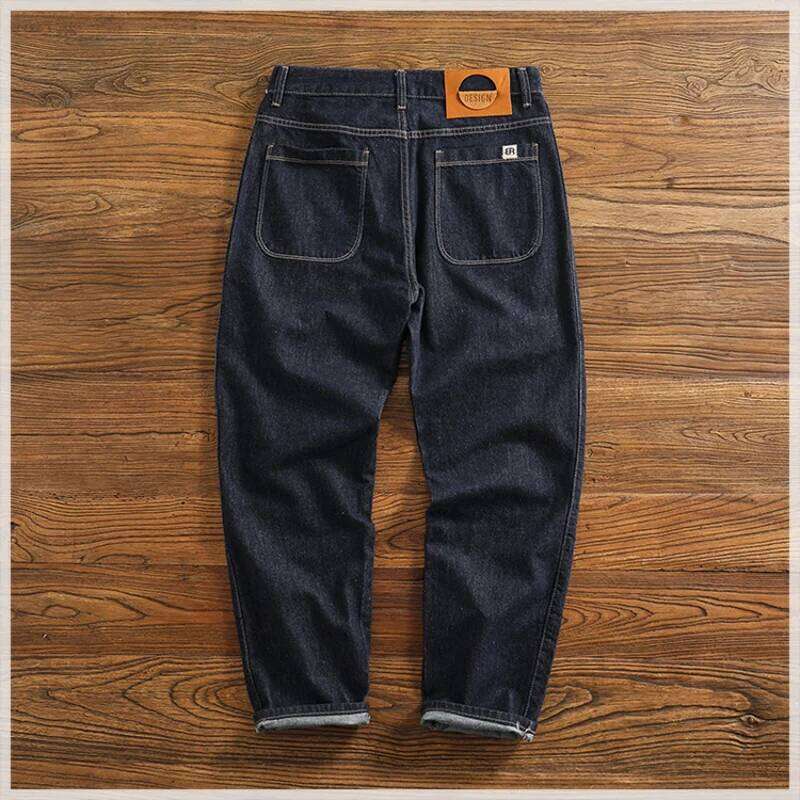 Color fixing process plain wash denim men's straight cone four seasons can wear casual pants tide Z260225