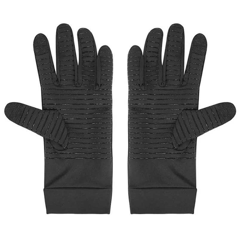 Men Sports Running Driving Copper Fiber Spandex Touch Screen Full Finger Gloves Running Sports Winter Warm Cycling Gloves a02 M260311