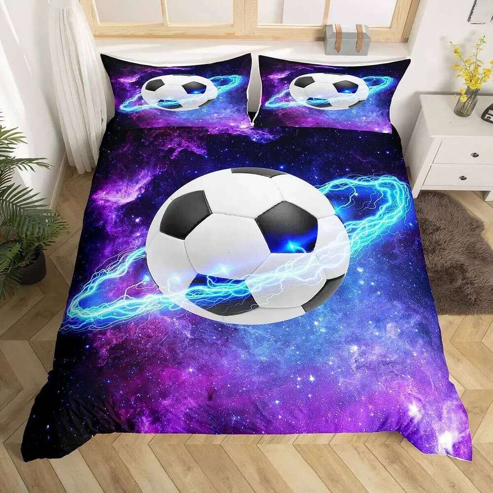 Football Duvet Hand Drawn Sketch Soccer Sports Bedding Set for Boys Teens Men Twin Comforter Cover H260311