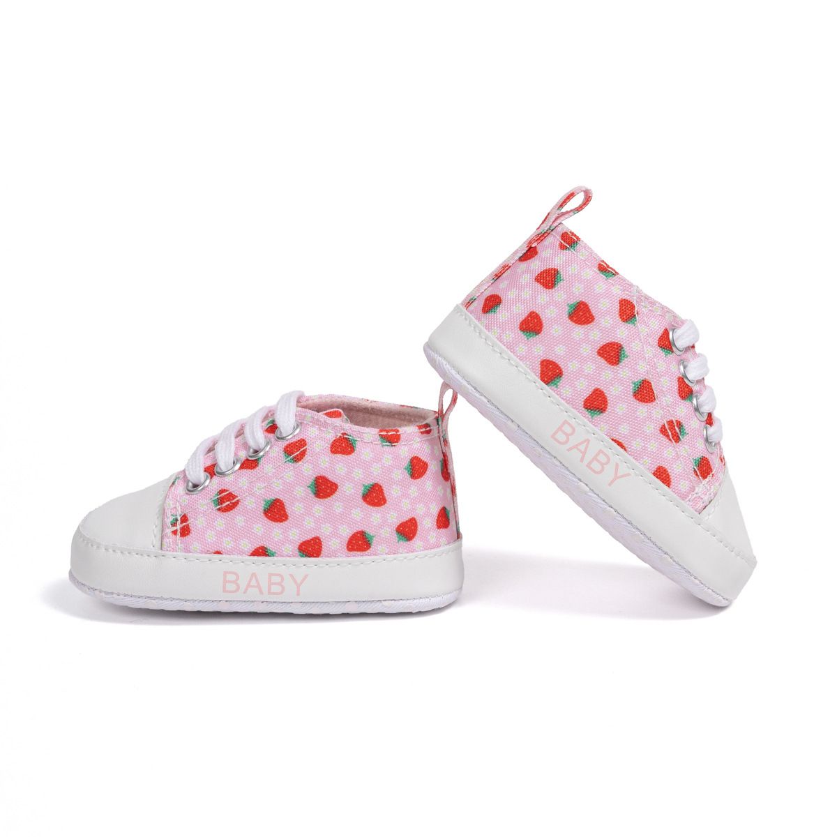 Hot Sale Infant Strawberry Girls Baby Casual High Top Non-Slip Soft Bottom Soft Sole Kidszworld Toddler Crib Shoes 0-18M Months K0014