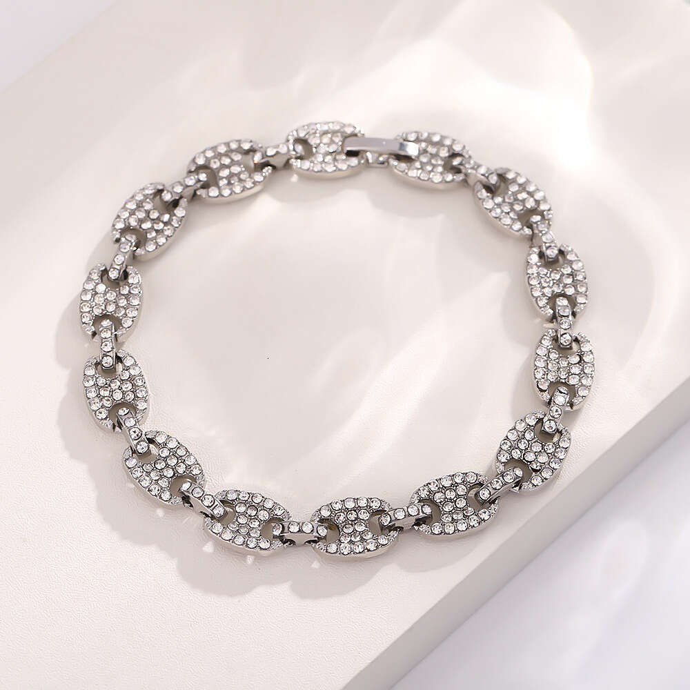 Women Jewelry Bracelets Charm Bracelets Diamond-Encrusted European American Street Hip-Hop Solid Pig Nose Personality Niche Bracelet