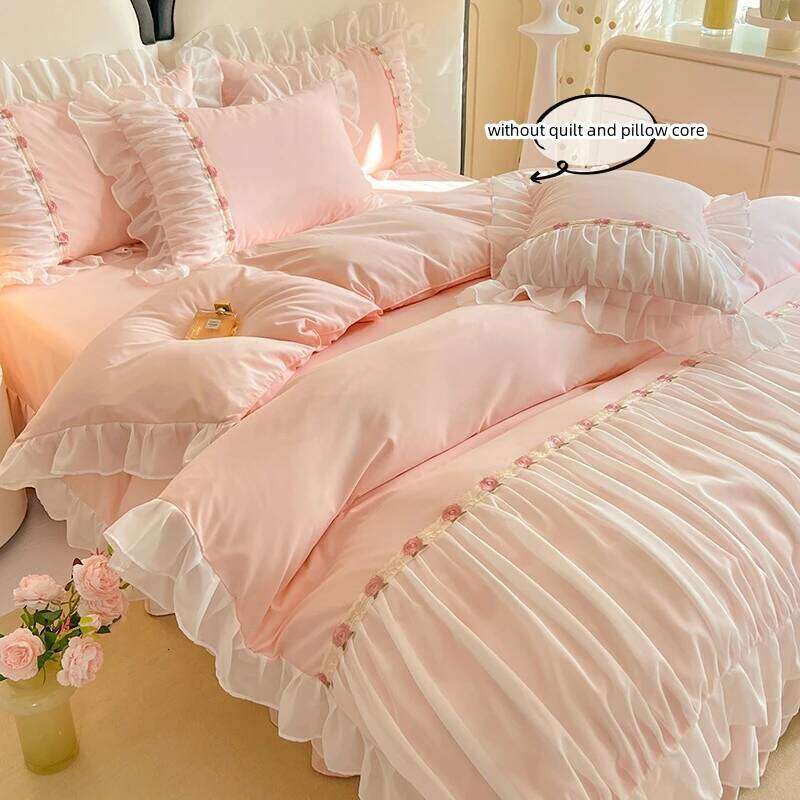 3 Pieces Korean-style Bedding Set King Size duvet cover pillow Shams for All Seasons bedroom decoration H260311