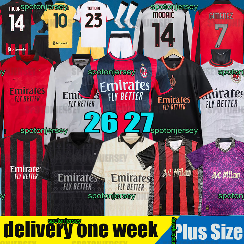 maglia ac milanss soccer jersey 26 27 MODRIC RAFA LEAO THEO PULISIC maglia Player acsoccer MILANjersey 25 26 125TH black long sleeve 2026 WALKER GIMENEZ JOAO FELIX