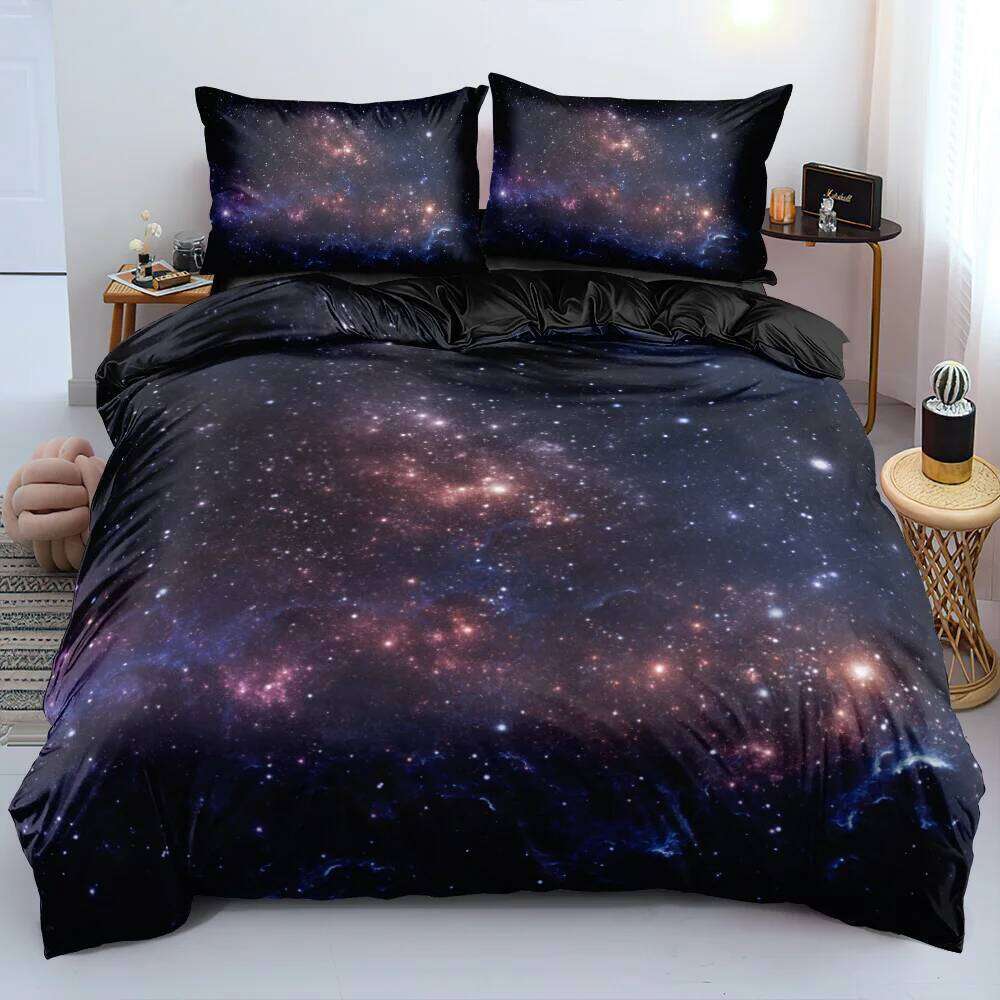Galaxy Dark Blue Bedding Twin Full Queen King Size Duvet Cover Shining Stars Starry Sky Kids Adults Comforter Set H260311
