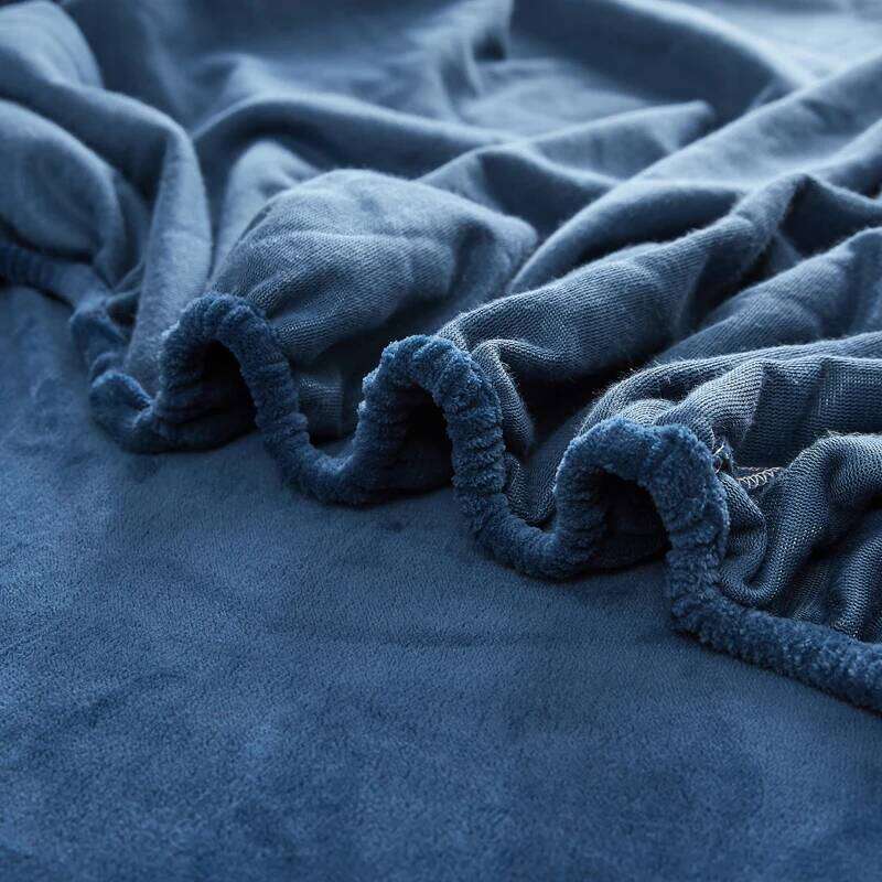 WOSRAT Warm velvet fitted sheet elastic mattress cover winter bedspreads 2 people double bed bedsheet king size 160x200 H260311 - view 4