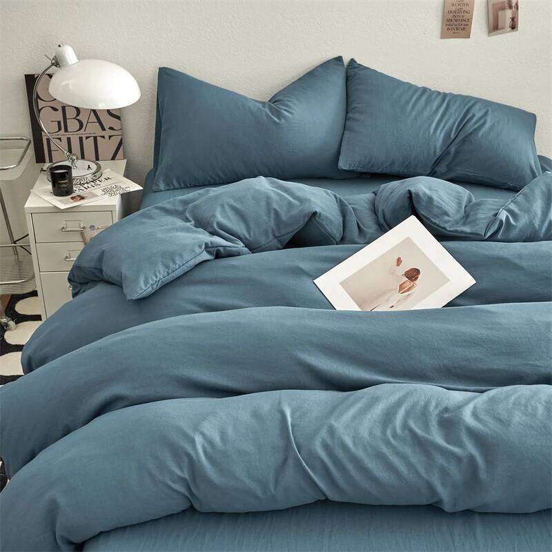 Bonenjoy Bedsheet Solid Color Bedclothes Soft Bed Linen Girls Boys Room Bedding Single/Queen Size Quilt Cover Set H260311