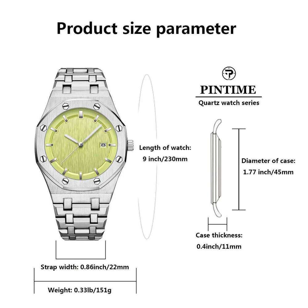 PINTIME Men's Original Quartz Bark Texture Dial Top Watches 24 Hour Waterproof reloj Casual Men Wristwatch