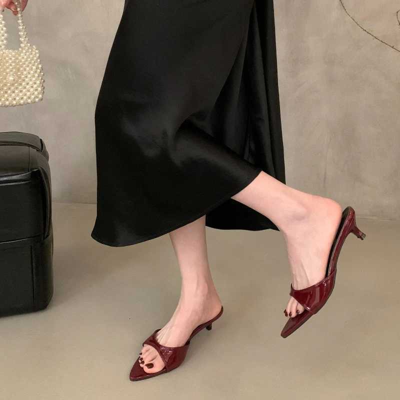 Summer Womens Fashion Concise Pointed Open Toe Dress Slides Ladies Sexy Dancing Party Low Heel Shoes K260311
