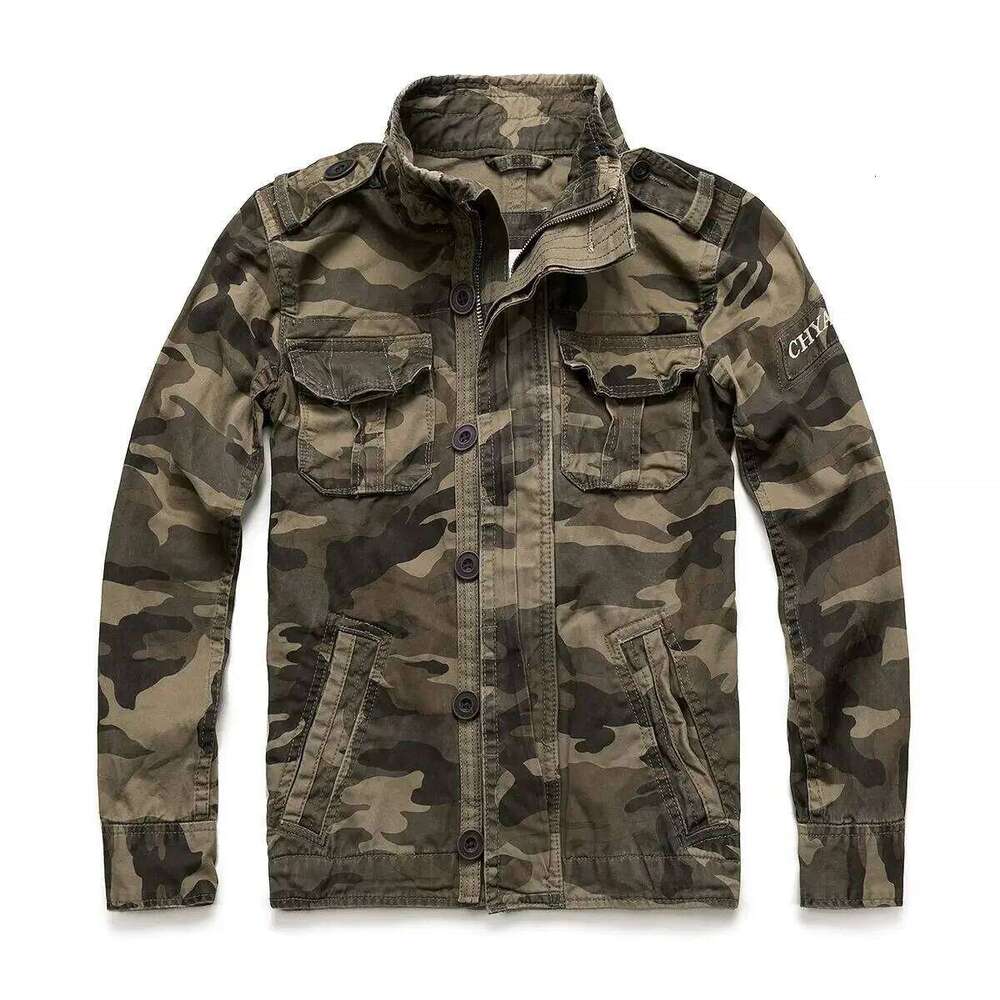 Military Denim Jacket Men Retro Camo Multi-pockets Mens Cowboy Jackets Fashion Cargo Jeans Coats Jaqueta Masculina Size S-2XL 26H0311
