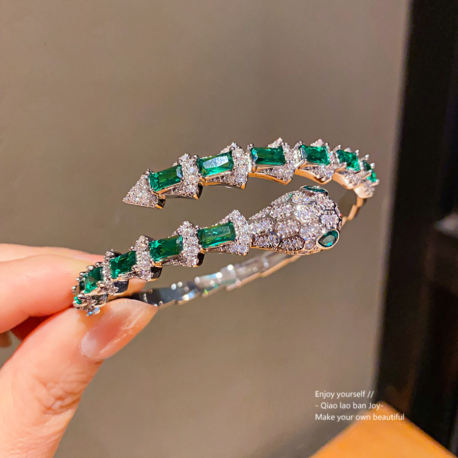 Bracelet18K Real Gold Plated Zircon Snake Bracelet Shape Open Personality National Style Trendy Bracelet Light Luxury High-End Sense Jewelry For Brace