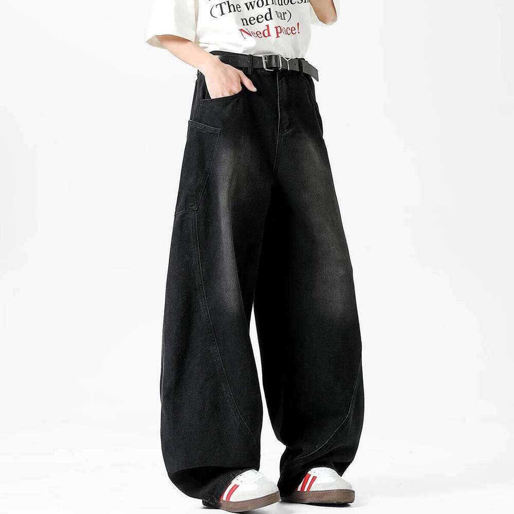 Fashion Men's Bgaay Jeans Nostalgic Vintage American Loose Oversized Denim Trousers Y2k Streetwear Wide-leg Pants Size S-3XL Z260225