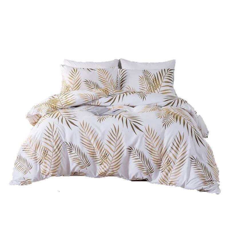 Modern Style Gold Print Queen Duvet Soft Comfortable Single Double Bedding Set Twin King Quilt Cover and 2 Pillowcases H260311