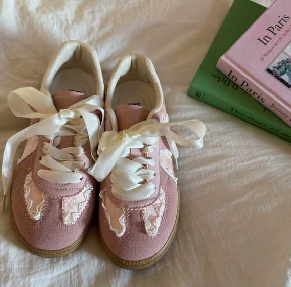 Silver lace new limited edition women's best-selling shiny lace-up thin style retro ballet-style white shoes H260311