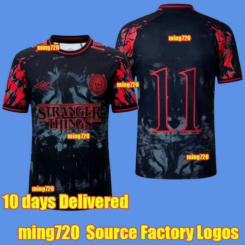 Stranger Things 2026 The Hellfire Club Hawkins Jersey All Saints' Day 2026 Special Soccer Jersey Stranger Things Concept Kit by Vatioz Black Football Shirt
