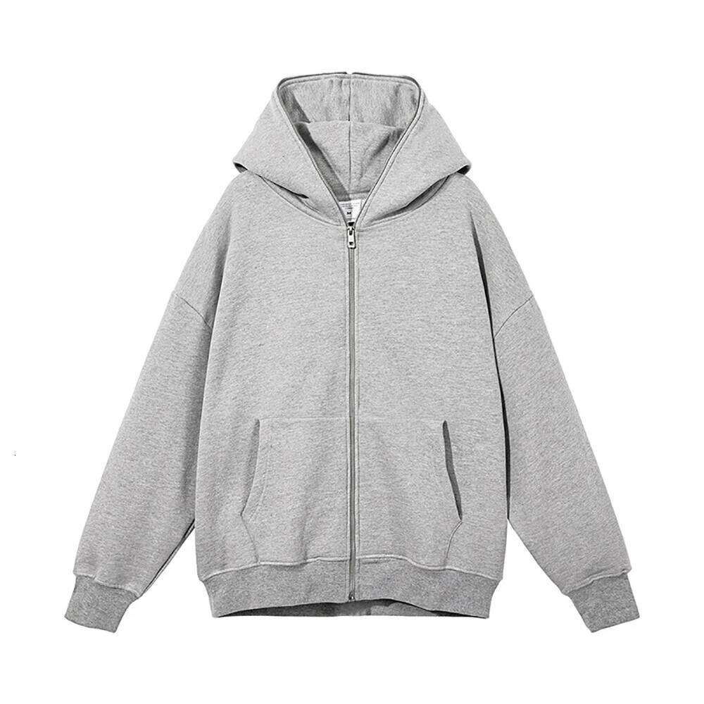 Harajuku Sweatshirts Men Zip Up Hoodies Jacket Retro Long Sleeve Oversized Black Hooded Sweatshirt Coats 26H0311