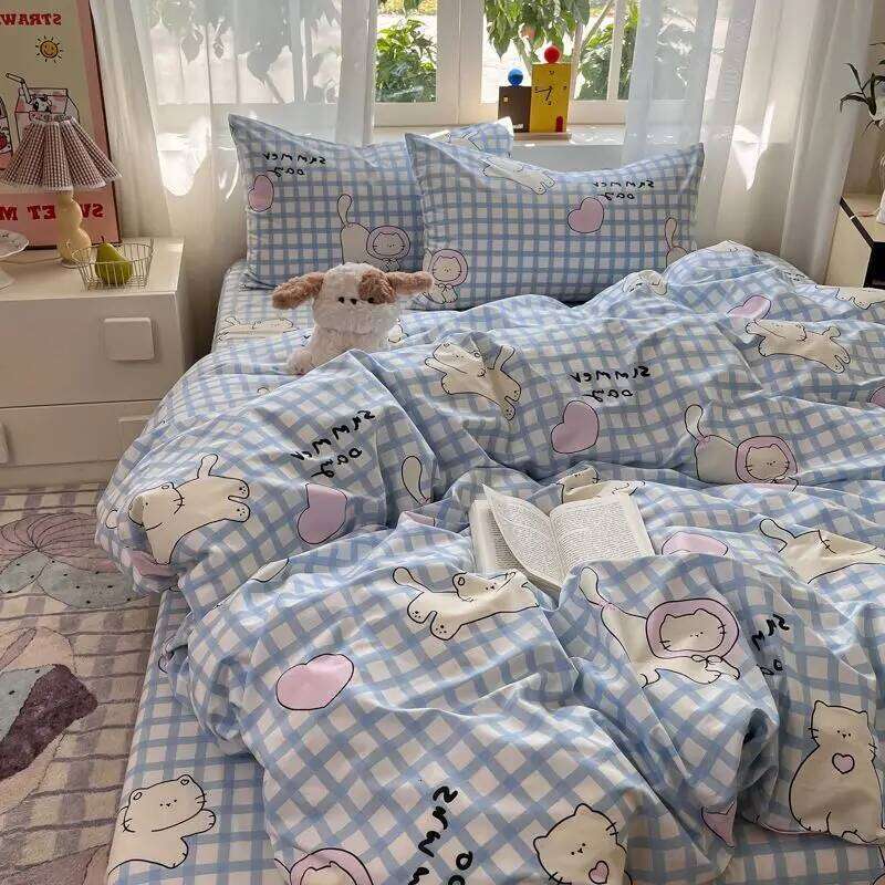 Boys Girls Duvet Cover with Zipper Ins Cute Cartoon Bed Flat Sheet Pillowcases No Filler Twin Queen Size Fashion Bedding Set H260311
