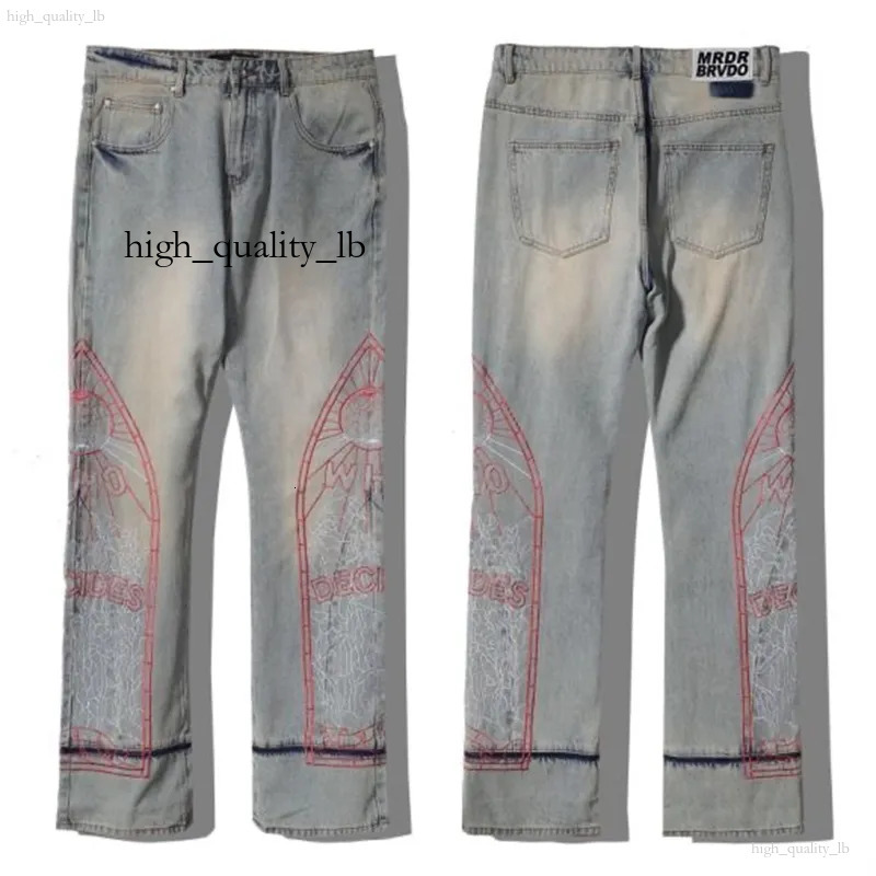 Who Decide War Jeans Mens High Street Vintage Washed Pants Y2k Hip Hop Skateboard Baggy Embroidery Trousers Denims High Street Graphic Retro Jeans c3c