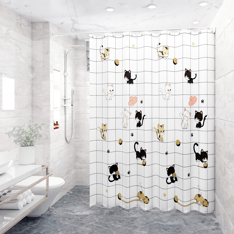 YL-38326 Waterproof and mildew-proof shower curtain, bathroom/toilet PEVA partition curtain, no drilling required, custom-made.