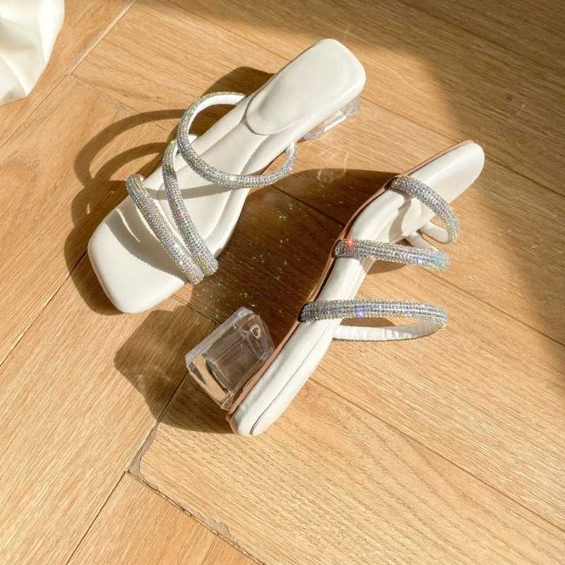 Open Toe Lace-up Sandals Women 2025 Summer New Flat Soft Soled Student Evening Square Head Roman ShoesSlippers K260311