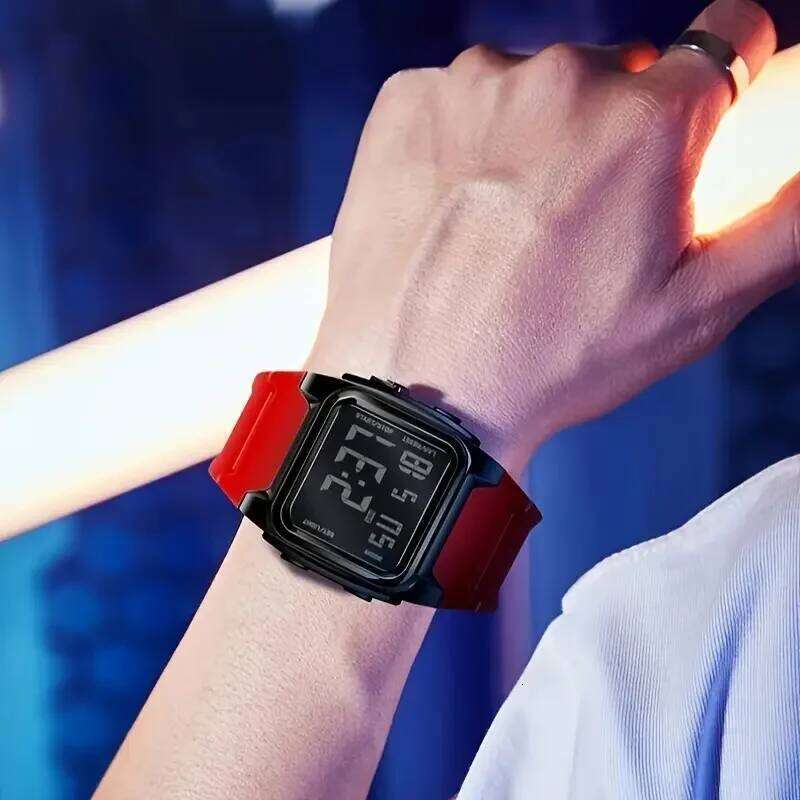 Fashionable Square Casual Digital for Men and Women, Multifunctional Outdoor Sports Stopwatch Alarm Electronic Watch