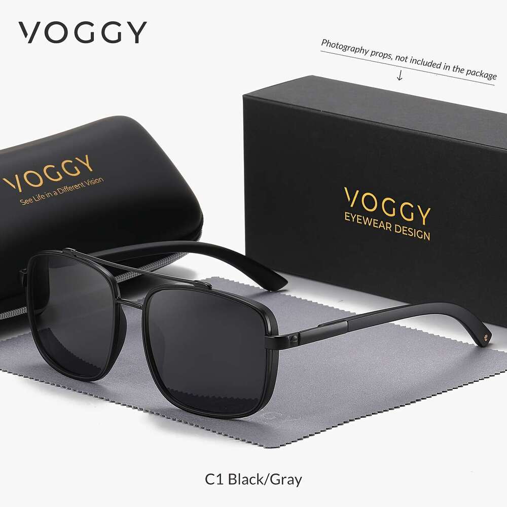 VOGGY Fashion Simple Retro Pilot Metal Tr UV Protection Polarized Glasses Men And Women Driving Outdoor Riding Fishing Holiday Party Decoration Props 