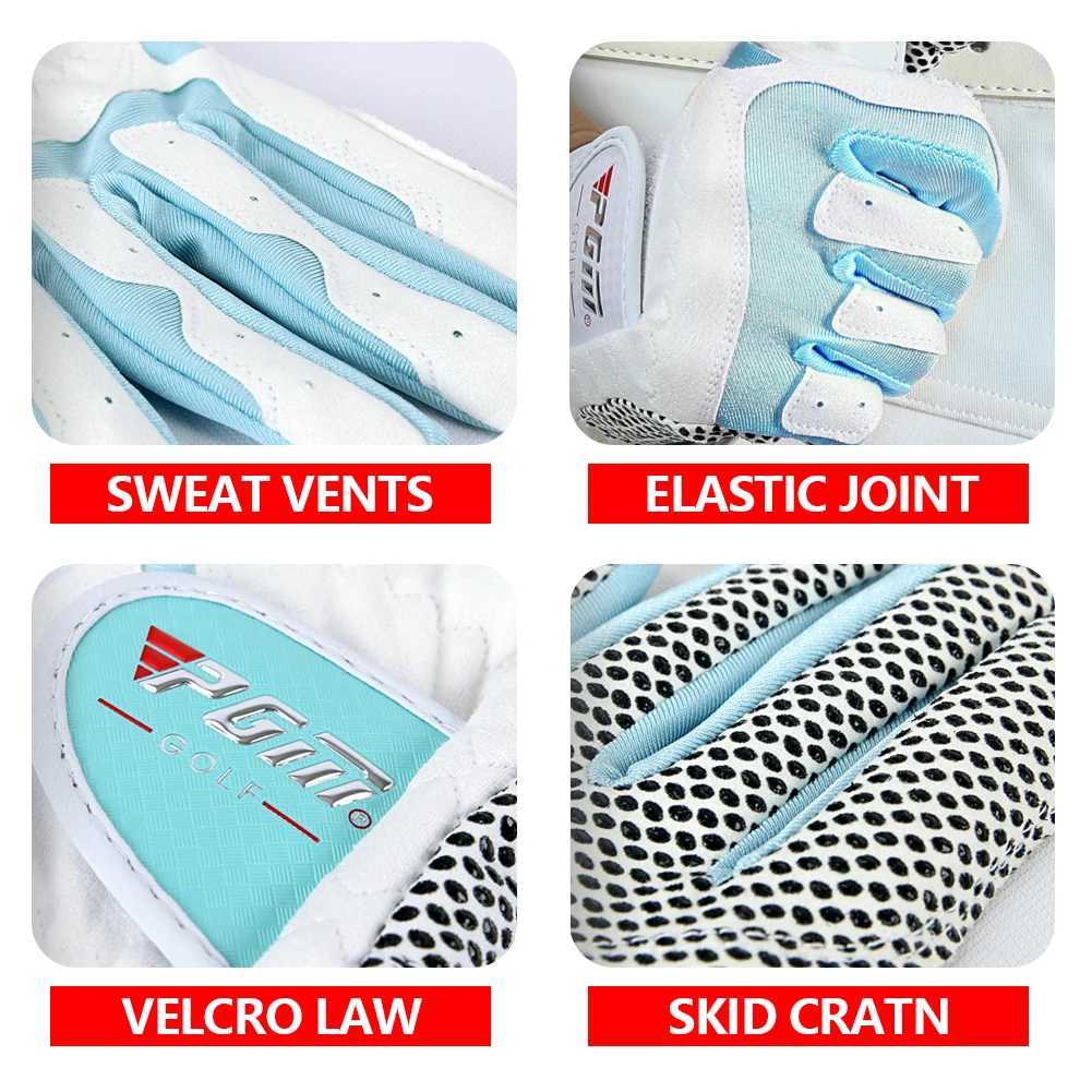 1 Pair Womens Gloves Microfiber Cloth Fabric Breathable Non-Slip Gloves Club Swing Putting Training Gloves M260311