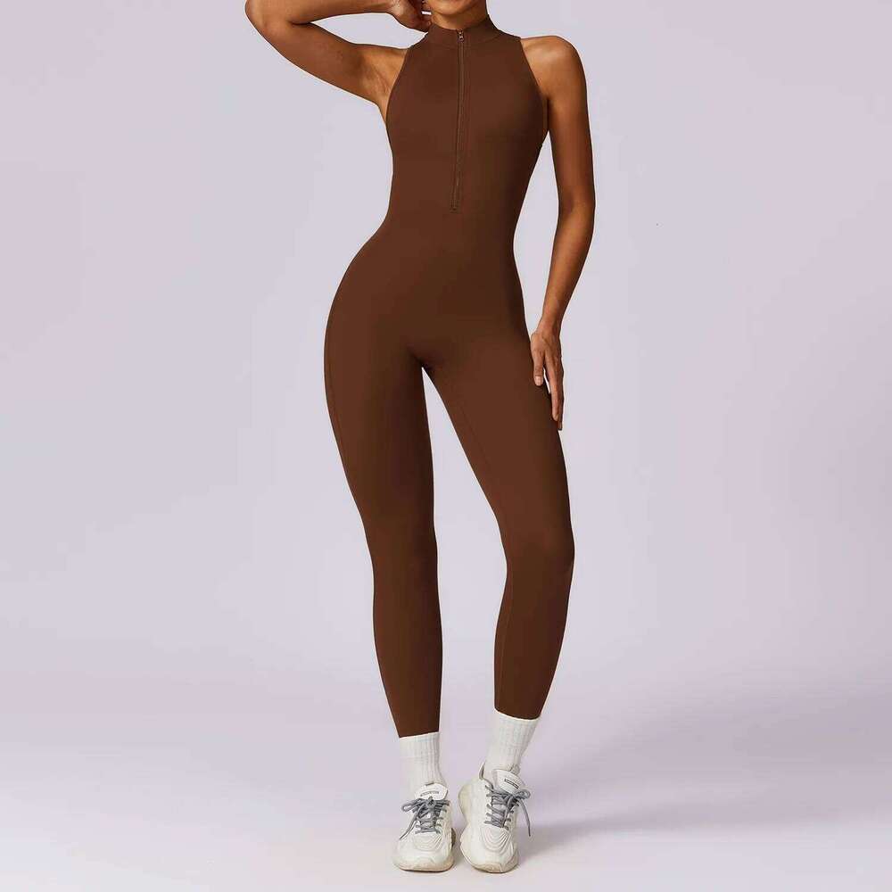 Zipper Jumpsuit Fitness Sports Overalls Gym Clothing Set Yoga Wear Pilates Workout Clothes Women Outfit Push Up Activewear 26H0311