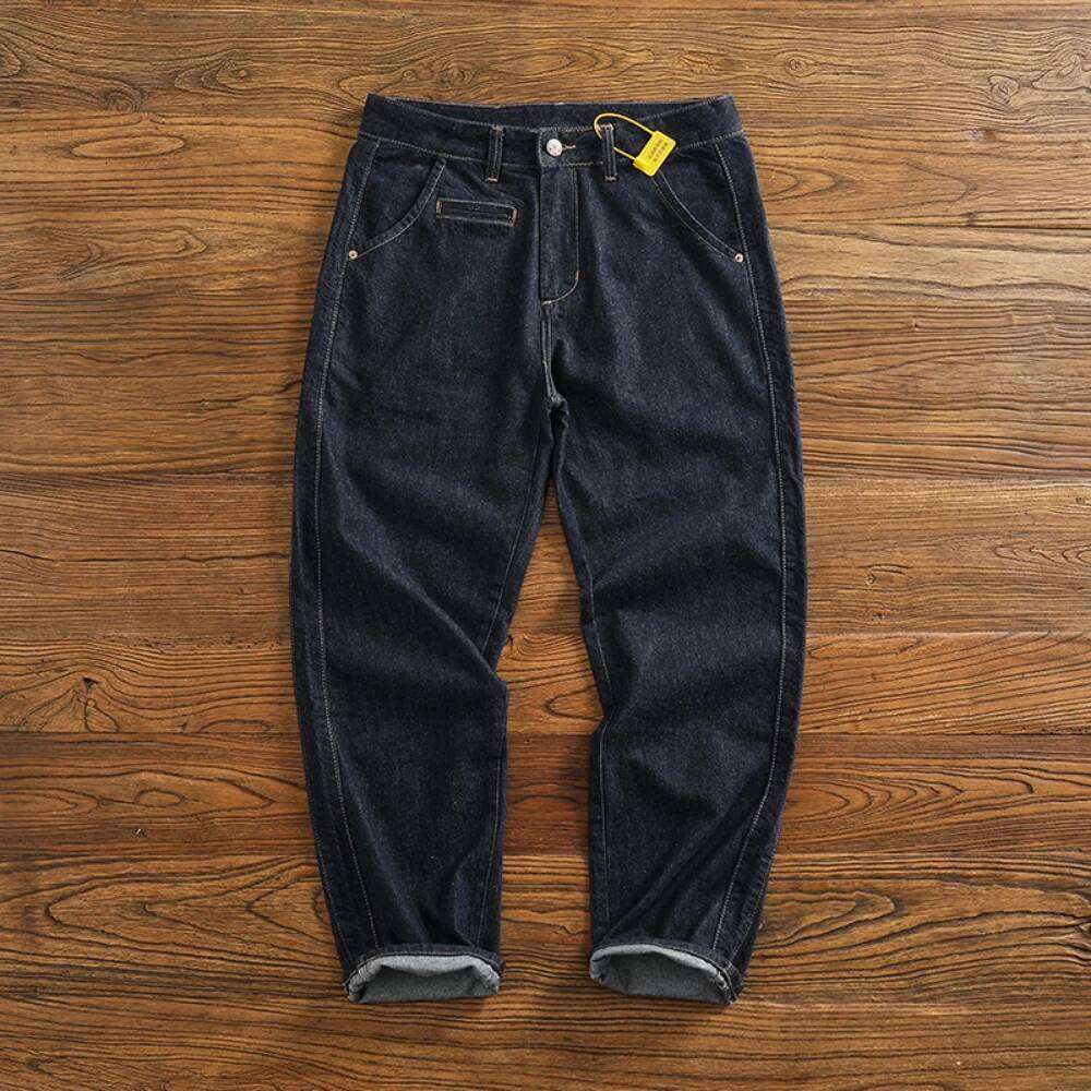 Color fixing process plain wash denim men's straight cone four seasons can wear casual pants tide Z260225