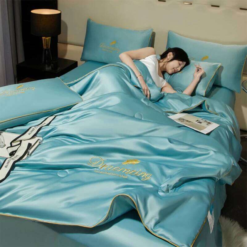 2025 Embroidery Summer Cool Quilt Silky Breathable Queen Quilts Cooling Comforter Bedding Set Ice Rayon Blanket Textile Supplies H260311
