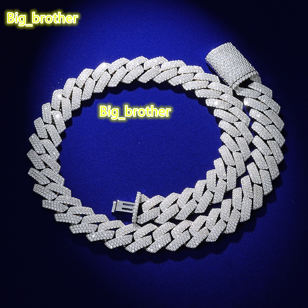 High Quality Hip Hop Jewelry 8mm 12mm 15mm 18mm 20mm Ice Out VVS Moissanite Diamond 925 Silver Cuban Link Chain for Men