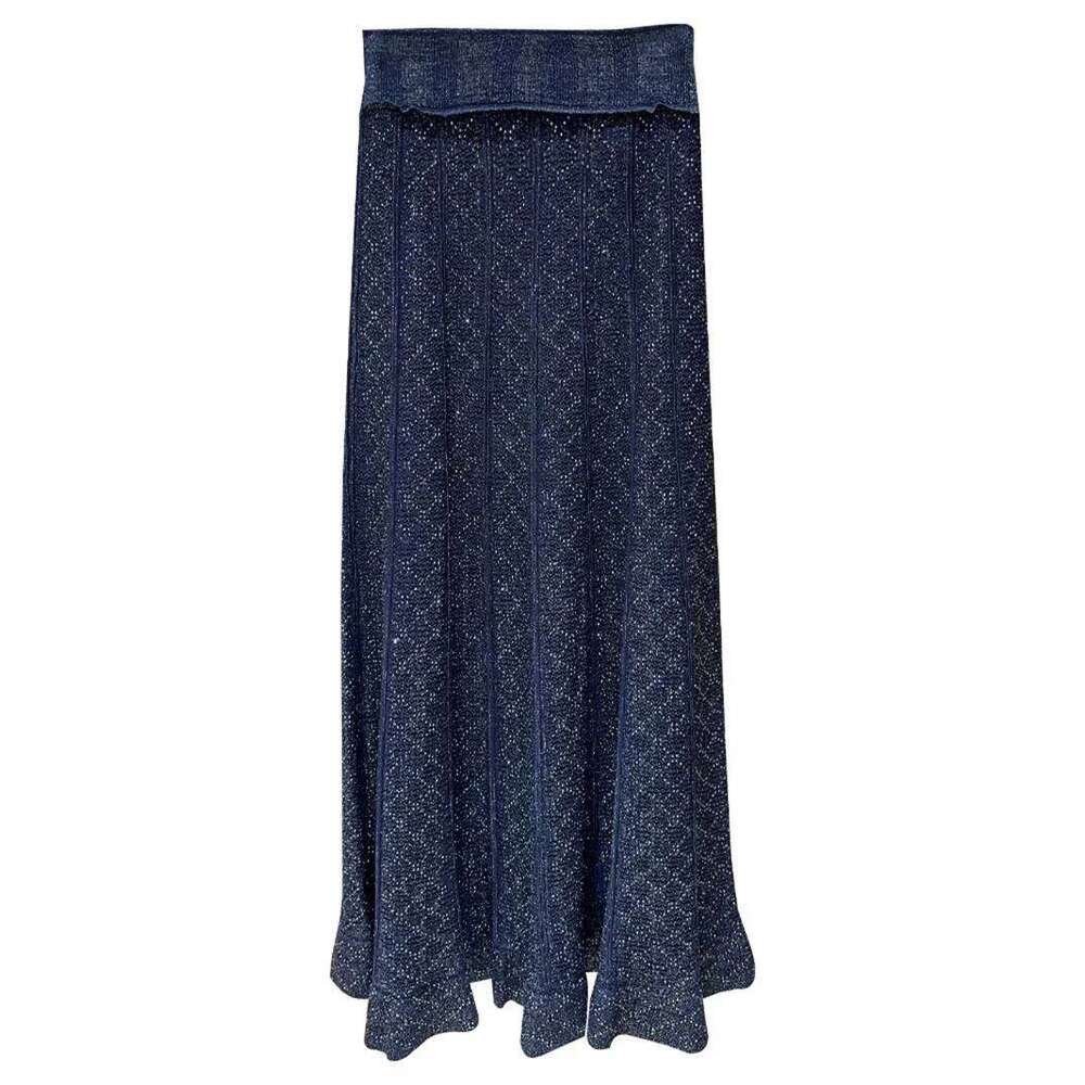 Spring/Summer New Sparkle Hollow Stripe Two Piece Set Women's Fashion Top And Skirt Mdng260311