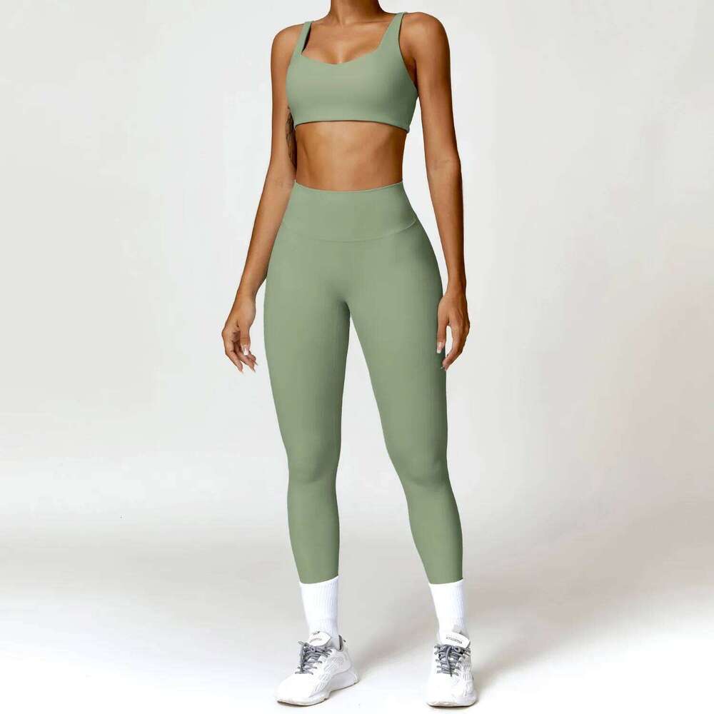 2PCS Yoga Set Women Gym Long Sleeve Sports Suits Fitness Bra Crop Top Workout Clothes Female Athletic Wear Legging Sportswear 26H0311