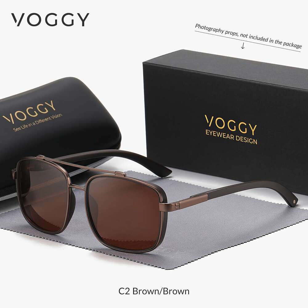 VOGGY Fashion Simple Retro Pilot Metal Tr UV Protection Polarized Glasses Men And Women Driving Outdoor Riding Fishing Holiday Party Decoration Props 