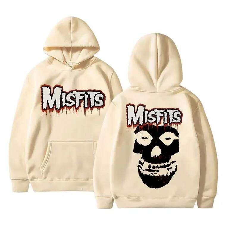 Horror Punk Misfits Skull Rock Print Hoodie Male Fleece Cotton Sweatshirt Men Women Gothic Vintage Long Sleeve Hoodies C260311