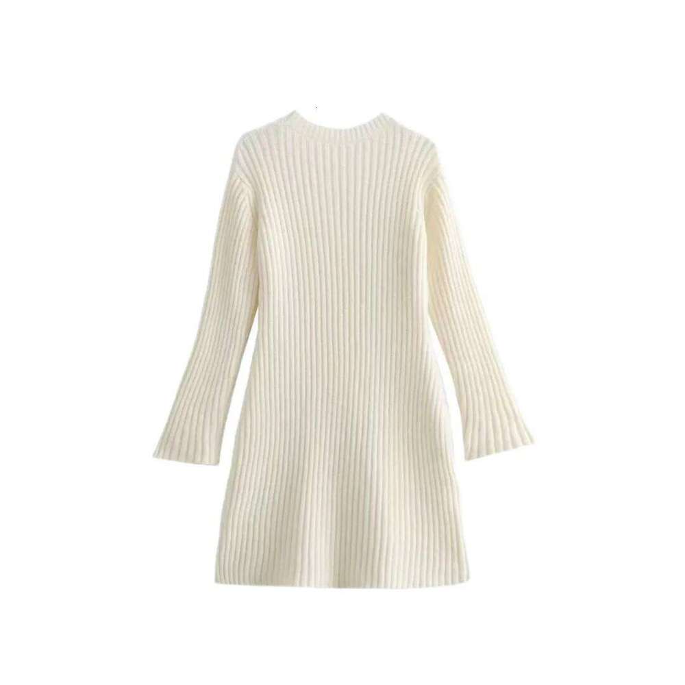 Women Mini Sweater 2025 Autumn Winter Women's New Fashionable Ribbed Knitting One Piece Dress Z260311