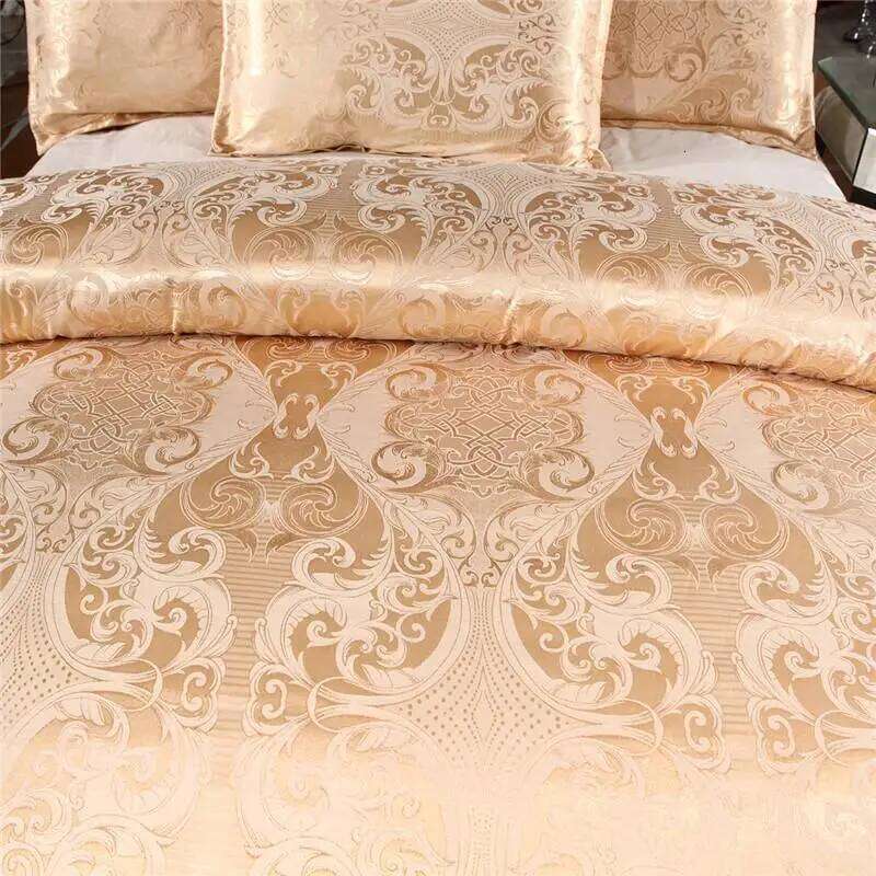 50 Bedding Set Queen King Size Duvet Cover Silky Bed Linens Quilt High Quality Gold Colour 2/3pcs Comforter H260311