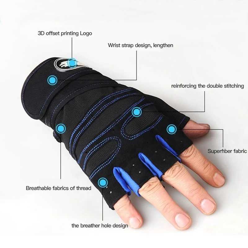 Workout Gym Gloves Men and Women Fitness Half Finger Gloves Wrist Support Exercise Training Fitness Gloves Non-Slip Breathable M260311